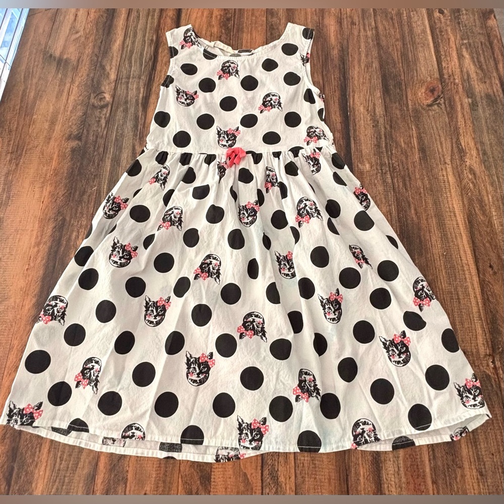 H & M Polka Dot Kids Dress with Cat Print - lightweight cute summer dress
